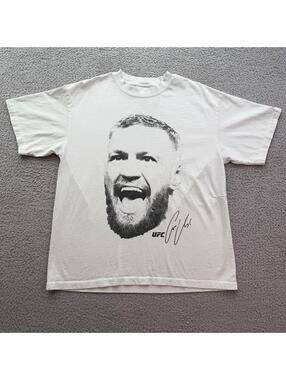 UFC Conor McGregor Big Face Graphic T Shirt White L MMA Fighting Streetwear Tee
